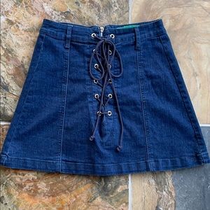 Signature 8 Dark Denim Mini Skirt Lace Up Medium